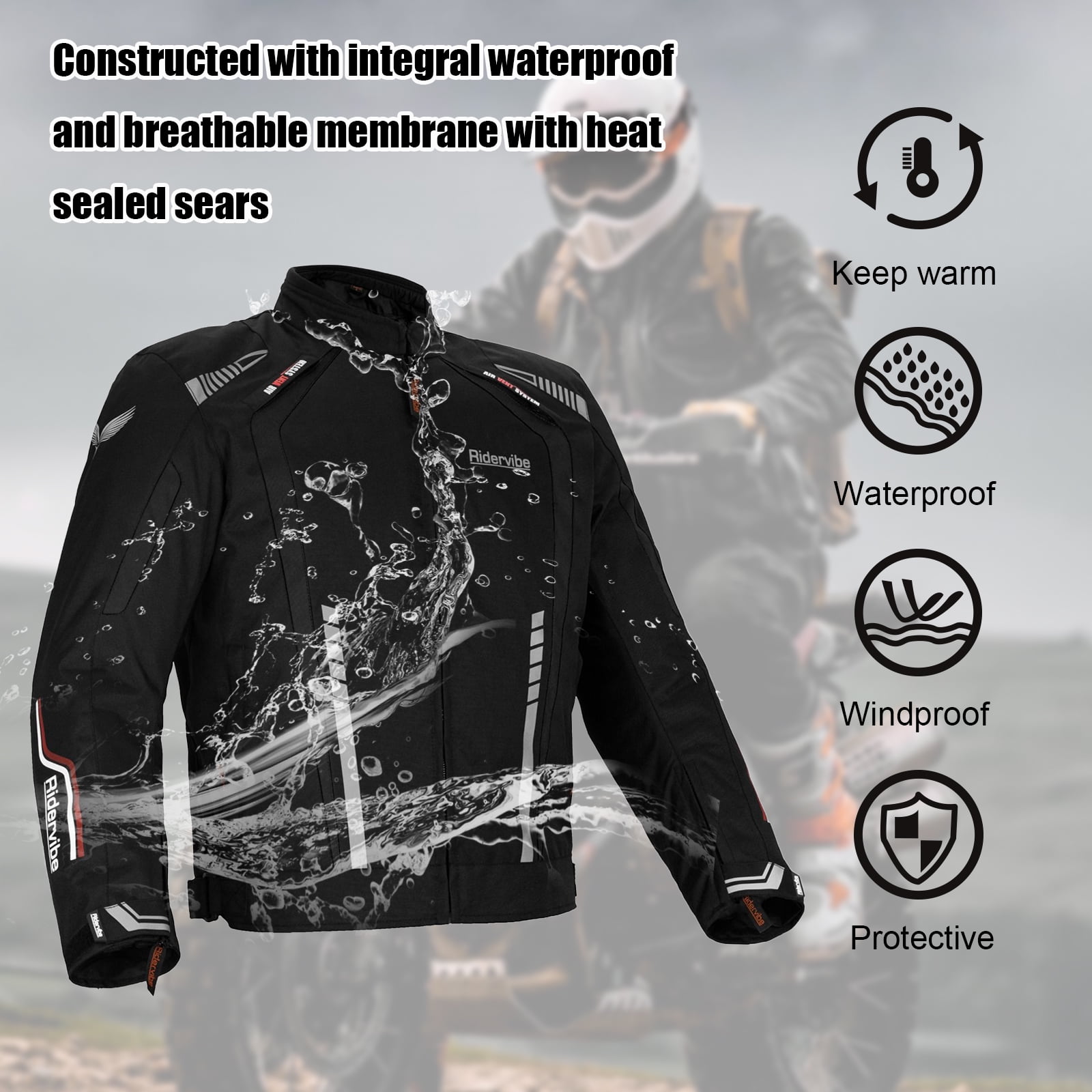 Dream Apparel Men's All-season Motorcycle Jacket for Enduro Dualsport Riding with 600 D polyester, Armor Foam Padding, Visibility