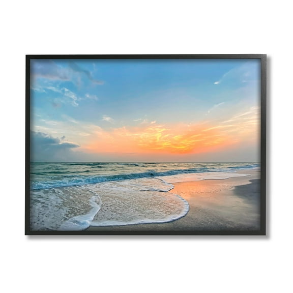 Stupell Industries Layered Beach Foam Sunrise Photograph Black Framed Art Print Wall Art, Design by Mary Lou Photography