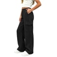 thumbnail image 5 of Xdegoge Tween Girls Wide Leg Cargo Sweatpants High Waisted Baggy Lounge Pants with Pockets Elastic Waist Y2K Casual Streetwear Workout Trousers, 5 of 7