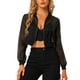 thumbnail image 1 of Chaqueta Bomber Crop INSPIRE CHIC para mujer, ligera de malla transparente, de manga larga, 3XL, negra, 1 of 6