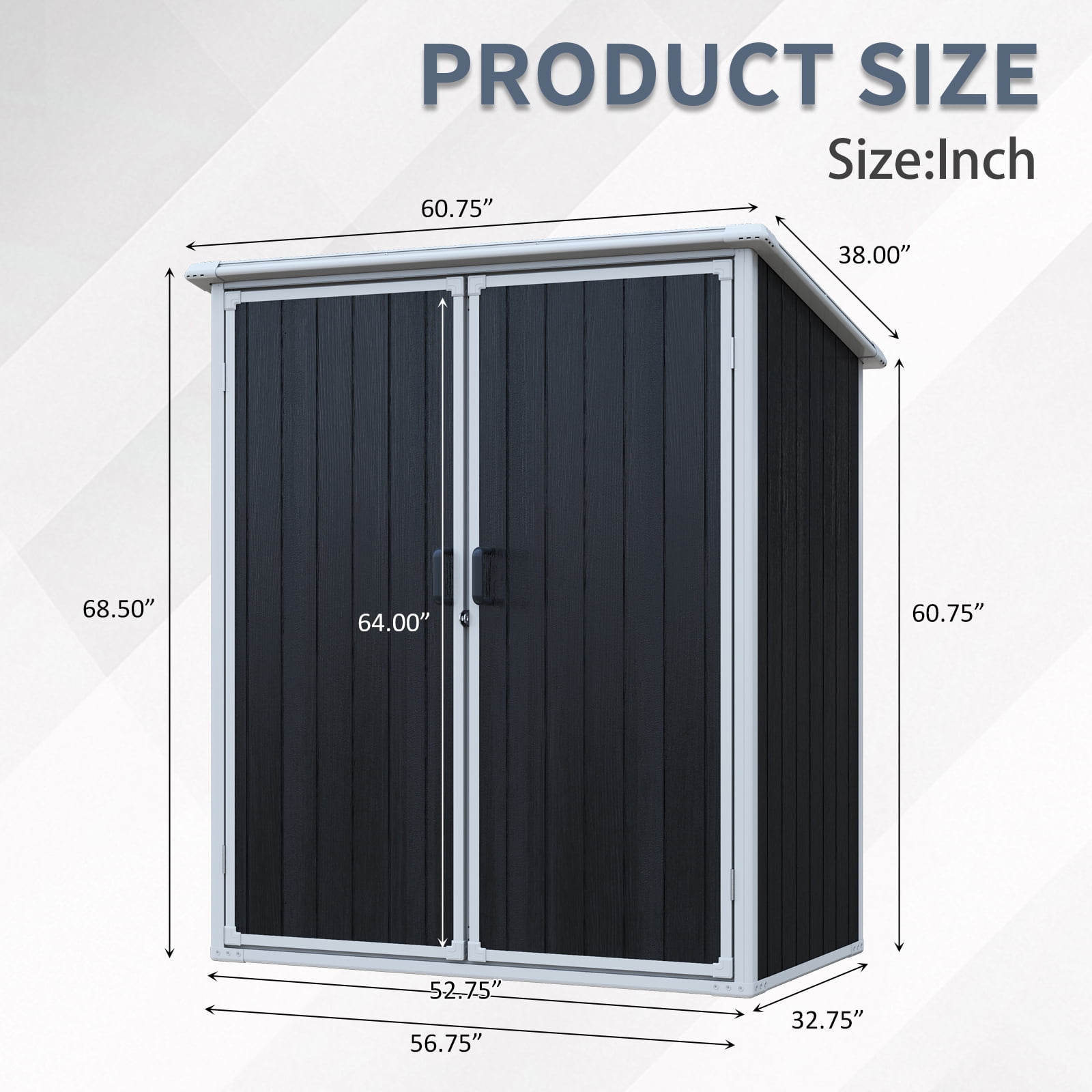 Outdoor Storage Sheds, 5x3FT Resin Shed with Floor Window, Plastic Bike Tool Shed Quick Assembly, All-weather Sloped Top, UV Resistant & Waterproof Design
