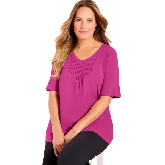 Catherines Women's Plus Size Suprema Pintuck Tee