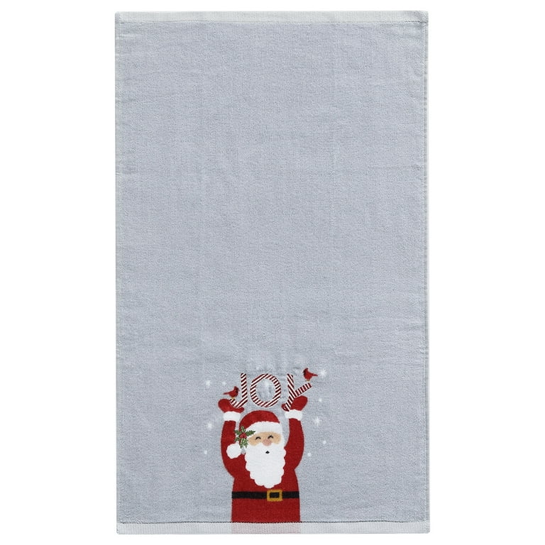 Holiday Time Santa Joy 2 Pack Holiday Hand Towel Set Grey 15 x 25