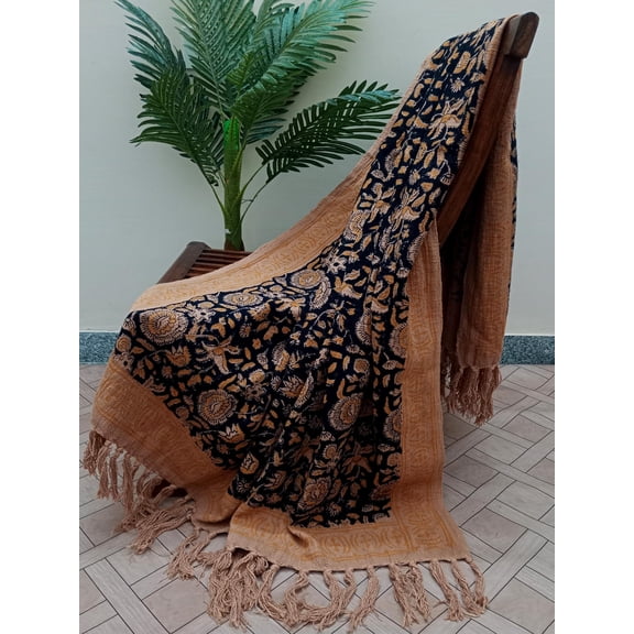Premium Handmade Cotton Throw Blanket – Cozy Boho Blanket with Tassels Beautiful Handblock Print