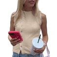 thumbnail image 1 of Gupgi Women's Knit Tank Tops Solid Color Sleeveless Round Neck Front Button Slim Sweater Vest, 1 of 9