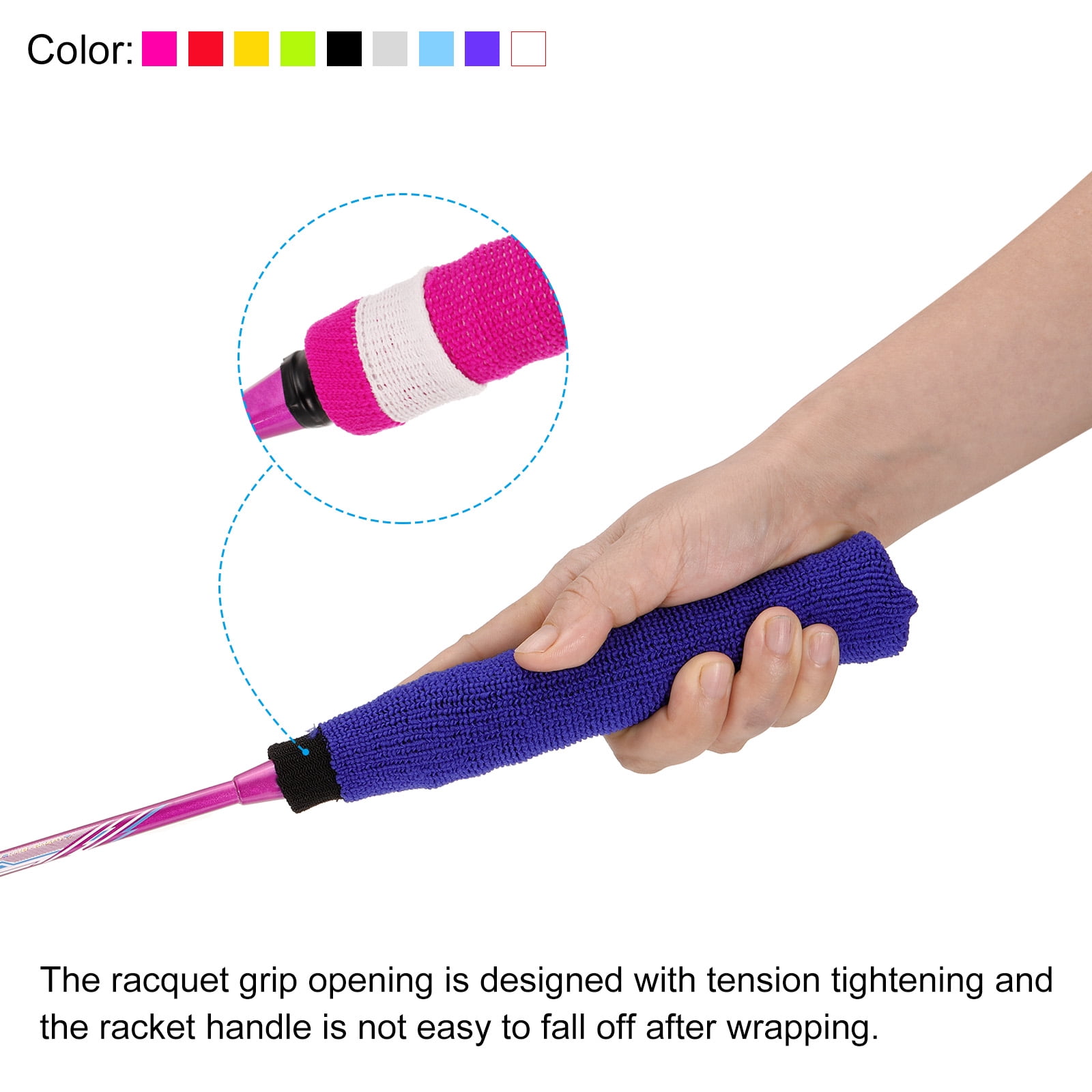 Unique Bargains Anti Skid Sweatband Nylon Racket Towel Grip Tennis Racquet Overgrip 4 Pack Blue