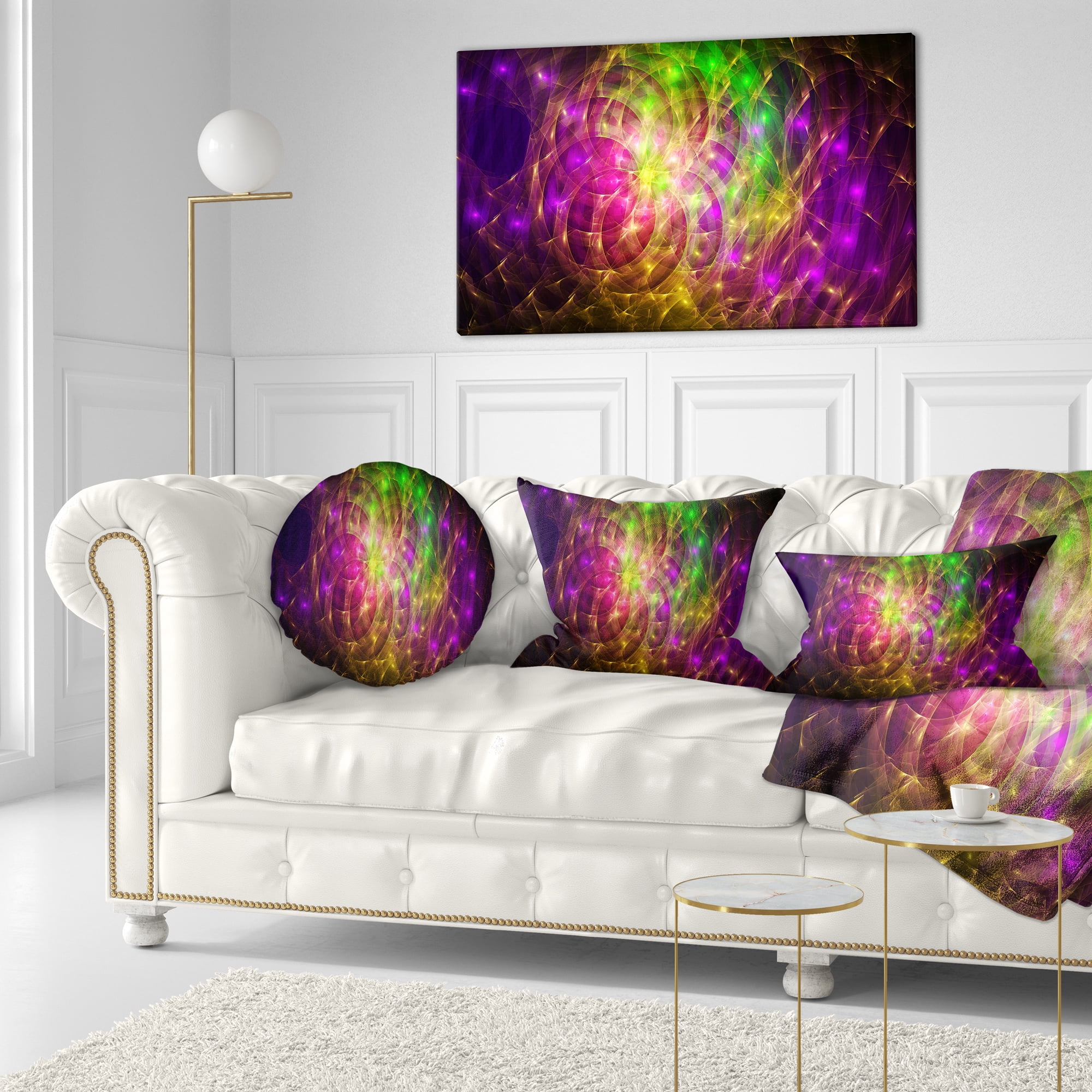 Designart Purple Green Symphony of Colors - Abstract Throw Pillow - 12x20