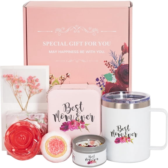 Best Mom Ever Gift for Mom/Mom Birthday Gifts from Daughter Son/Happy Birthday Gifts for Mom/Birthday Gift Basket Mothers Day Gifts, Pink