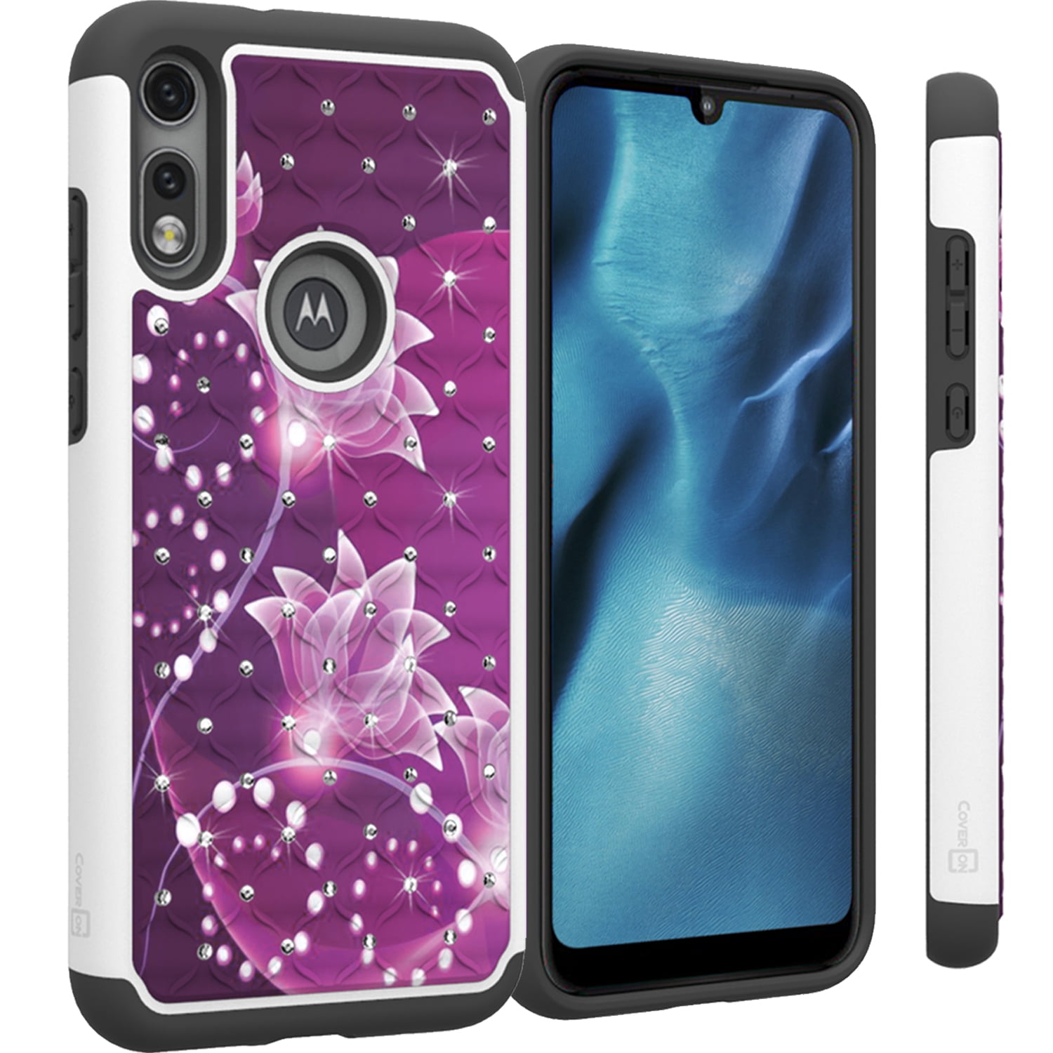 CoverON Motorola Moto E 2020 Case, Aurora Series Rhinestone Phone Cover