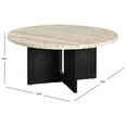 thumbnail image 3 of SAFAVIEH Couture Shayna Modern Round Travertine Coffee Table, Travertine/Black, 3 of 9