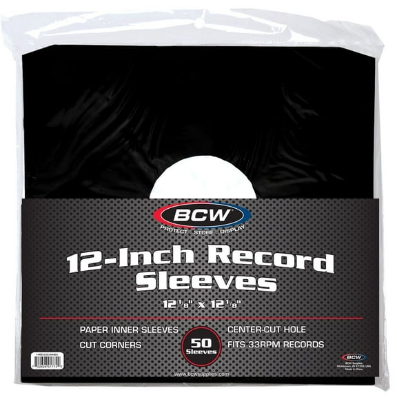 1X BCW 12 Inch Record Paper Inner Sleeve - Cut Corners - Black