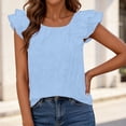 thumbnail image 5 of Levmjia Women's Sleeveless Tank Top Bow Back Ruffle Edge Casual Solid Color Summer Blouse Polyester Soft Comfortable Fashion T Shirt, 5 of 7