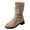 Khaki, variant on Mostsola Womens Motorcycle Boots Suede Slouchy Buckle Strappy Pull on Round Toe Mid Calf Boots