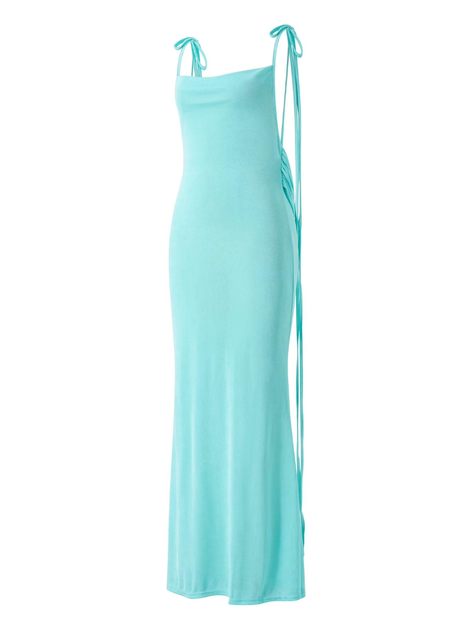 Lulah Drape Maxi Dress with Built-in Bra，Women Solid Color Plus Size  Spaghetti Strap Sexy Wrap Backless Party Cami Dress Prom Dress (Color : Sky  Blue, Size : X-Large) : : Clothing, Shoes