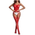 thumbnail image 2 of Lencería de mujer, body con entrepierna abierta, medias de liga, conjunto de seda, body de nailon para mujer, 2 of 5