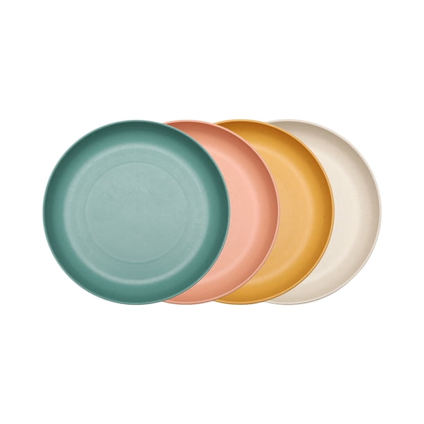 Platos hondos Zmeidao de paja de trigo de 22,5 cm - Apto para microondas y lavavajillas, de plástico resistente - Juego de 4 platos reutilizables para niños, sin BPA