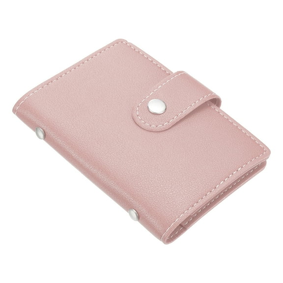 Uxcell Credit Card Holder, 1 Pack Slim Wallet Leather Purse Business Cards Protector with 26 Card Slots, Pink