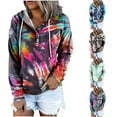 thumbnail image 7 of LEAVINGSUO Hooded Sweaters for Women,Women Cowl Neck Pullover Hoodies Long Sleeve Print Sweatshirts Sweaters Drawstring Tops, 7 of 7