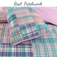 thumbnail image 3 of Cozy Line Home Fashions Raelyn Pink Blue Green Grid Patchwork Quilt Set (Pink/Green, Twin - 2 Piece), 3 of 4