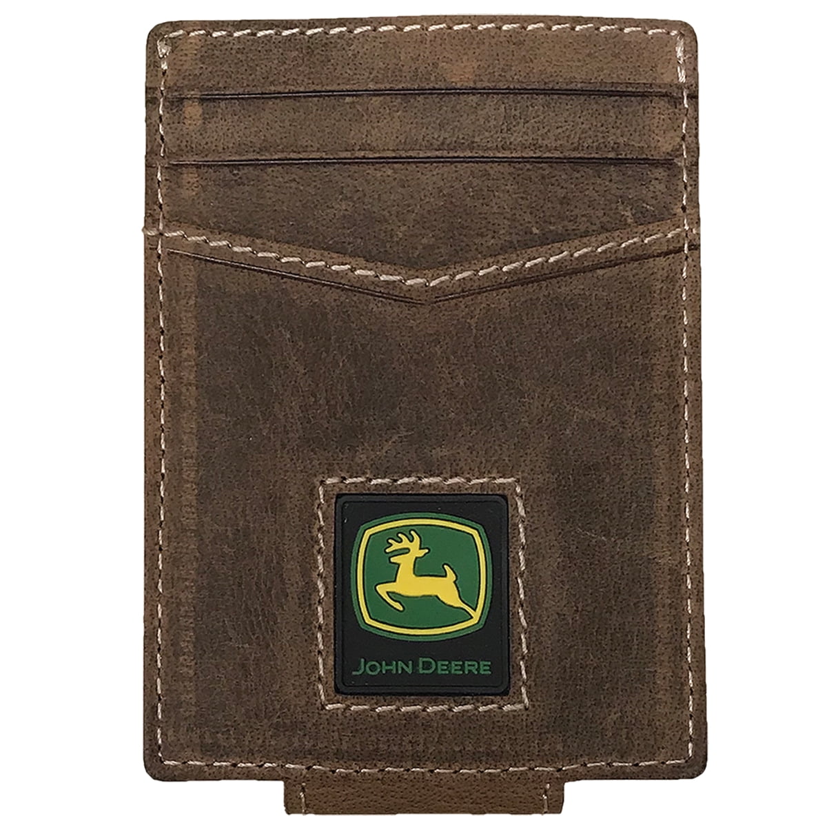 John Deere Mens Distressed Leather Money Clip Wallet LP74727
