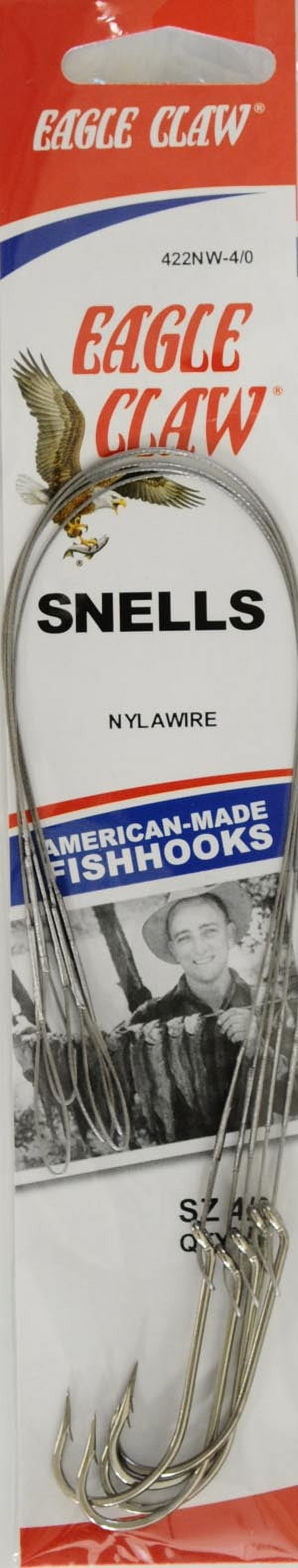 (3 pack) Eagle Claw 422NWH-4/0 Nylawire O'Shaughnessy Hook, Nickel, Size 4/0