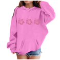 thumbnail image 2 of Generic Girls Fall Flower Stamping Hoodie Casual Hundred Padded Sweatshirt Comfortable Autumn Winter Clothes for Holiday Christmas Party（12-18 Months Pink）, 2 of 4