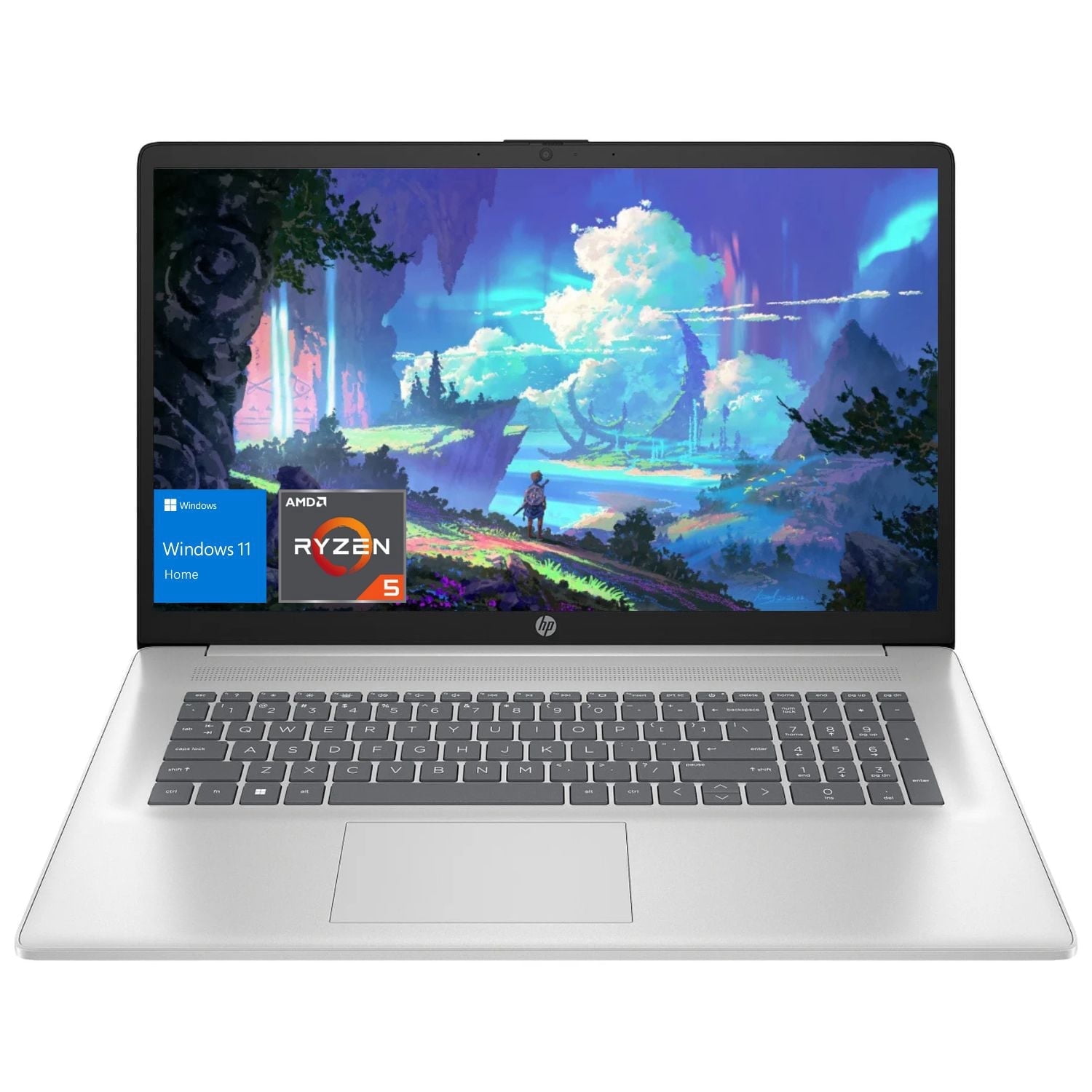 HP Essential 17.3" FHD Laptop, AMD Ryzen 5 7430U, 8GB RAM, 256GB SSD, Windows 11 Home, Silver