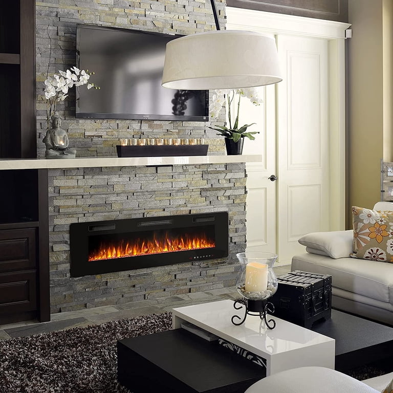 BOSSIN 60 inch Electric Fireplace, Recessed Wall Mounted Electric Fireplace  inserts,Ultra Thin Adjustable Flame Colors u0026 Speed Fireplace with Touch  Screen and Remote Control - Walmart.com