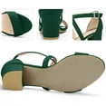 thumbnail image 4 of BLISSFUL STEP Women's Cross Strap Open Toe Chunky Heels Sandals Green (Size 7), 4 of 6