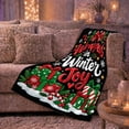 thumbnail image 6 of Wrapped Winter Joy Christmas Presents Holly, Festive Holiday Scene, Warm Flannel Blanket for Living Room and Reading Nook, Art Lovers Christmas Gift, Festive Home Decor, 6 of 9