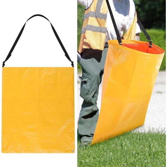 Litter Bag with Shoulder Strap Trash Pickup Bag Holder Lawn Leaf Chute Vinyl Portable Trash Picker Grabber for Patio Yard Garden