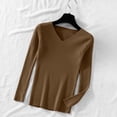 thumbnail image 2 of Vynhevius Women's V Neck Sweater Long Sleeve Ribbed Solid Slim Fit Stretchy Casual Layer Knit Tops, 2 of 5