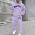 thumbnail image 4 of Valora Men's Suit Street Hoodie Tracksuit for Daily Casual Wear Comfortable Two Piece Set with Hooded Sweatshirt and Joggers Light Purple M, 4 of 4