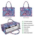 thumbnail image 2 of Large Capacity Tote Bag,Blue Pioneer Flower and Paisley Pattern Handbag Fashion Luxury Tote Bag,15.7"x13"x 5.1" Inches,Laptop Compatible, 2 of 6
