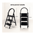thumbnail image 2 of Escalera plegable tipo tijera de acero tubular de 3 peldaños,Negro, 2 of 17