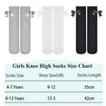 thumbnail image 5 of Girls Knee High Socks with Fluffy Ribbons Bow School Uniform Cotton 3 Pairs White Grey Black Party Plain Long Legg, 5 of 5