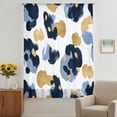 thumbnail image 3 of Navy Blue White Abstract Sheer Curtains 45 Inches Long, Modern Art Yellow Light Filering Curtains, Breathable Simi Curtain Privacy Drapes for Kitchen Bathroom Lightweight Small Window Treatment, 3 of 9