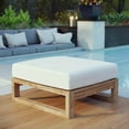thumbnail image 2 of Ottoman Lounge Chair, White Natural, Teak Wood, Fabric, Modern Contemporary, Outdoor Patio Balcony Cafe Bistro Garden Furniture Hotel Hospitality, 2 of 4