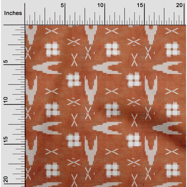 oneOone Polyester Lycra Fabric Arrow Sign & Check Kasuri Decor Fabric Printed BTY 56 Inch Wide