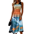 thumbnail image 3 of KLHDSF Dresses For Women Crew Neck Sleeveless Fit And Flare Fashionable Lightweight Elegant Summer Dress Orange S, 3 of 6