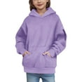 thumbnail image 5 of Lenpel Girls' Oversized Hoodies Casual Long Sleeve Hooded Tunic Sweatshirts Pullover Sweatshirt Tops with Pockets for Kids(Purple,14-15 Years), 5 of 6