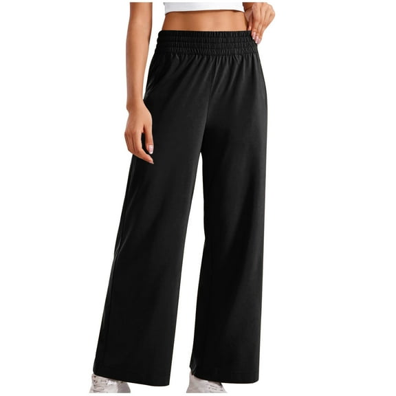 Yuanlook Wide Leg Sweat Pants for Womens High Waisted Baggy Sweatpants Casual Drawstring Workout Pants with Pockets