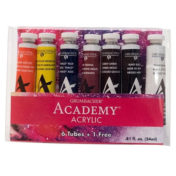 Grumbacher Academy Acrylics Bonus Set of 7 - 24ml Tubes