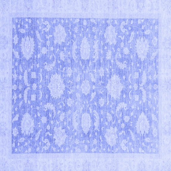 Ahgly Company Indoor Square Oriental Blue Traditional Area Rugs, 7' Square