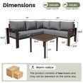 thumbnail image 2 of Poteban 6-Piece L-Shaped Outdoor Conversation  Set, Metal Sectional Sofa with 6" Thick Olefin Cushions, Wide Armrests & Coffee Table, Grey, 2 of 9