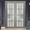 thumbnail image 5 of Slab Barn Door Panel Frosted Glass 12 Lites | Felicia 3312 Ginger Ash Grey | Sturdy Finished Doors | Pocket Closet Sliding -28" x 96", 5 of 5