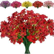 Sinhoon 8 Bundles Fake Flowers Outdoor Silk Flower UV Resistant Faux Flowers Shrubs Plastic Artificial Flower Outside Fake Plants for Hanging Planters Porch Home Window Spring Summer Decor(Deep Red)