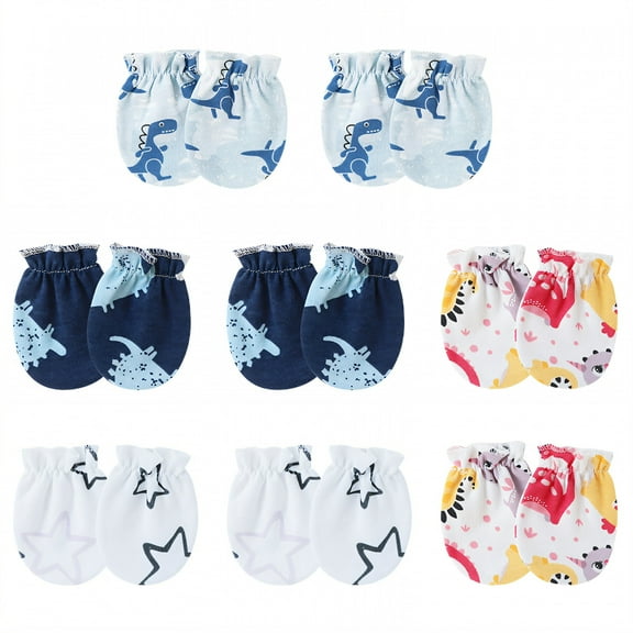 TELOLY 8 Pairs Baby Mittens,Cotton Newborn Mittens,Newborn Mittens No Scratch for 0-1 Years,Style1