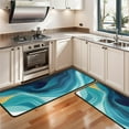 thumbnail image 3 of Kitchen Rugs Sets Of 2,Teal and Gold Marble Ink Swirls Pattern Anti Fatigue Kitchen Mat Rugs Non Slip Washable,Decorative Kitchen Floor Mats for Kitchen,Sink,Laundry,17"x47"+17"x47", 3 of 5