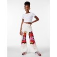 thumbnail image 4 of 7-8Y Girls Colored Flared Pants Digital Print Trousers Slim-Fit Wide Leg Flare for Spring Summer Autumn, 4 of 6